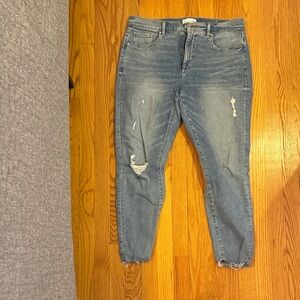 LOFT Light Blue Distressed Skinny Jeans